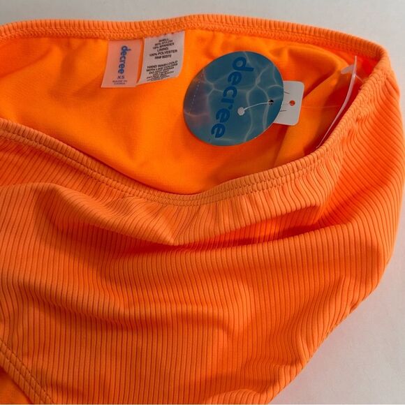 Decree Neon Orange Textured Bikini Set - Strapless Top & Cheeky Bottoms, XS, NWT - Picture 13 of 13